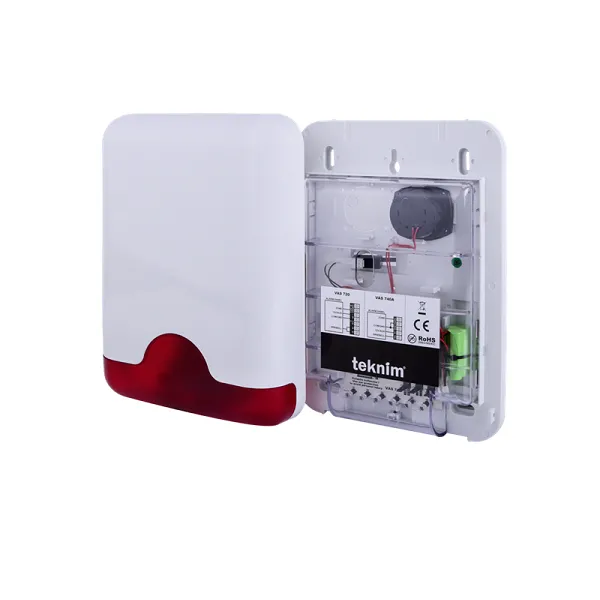 آژیر فضای باز با رنگ فلاشر قرمز و محافظ داخلی پلاستیکی تکنیم مدل VAS-741RP