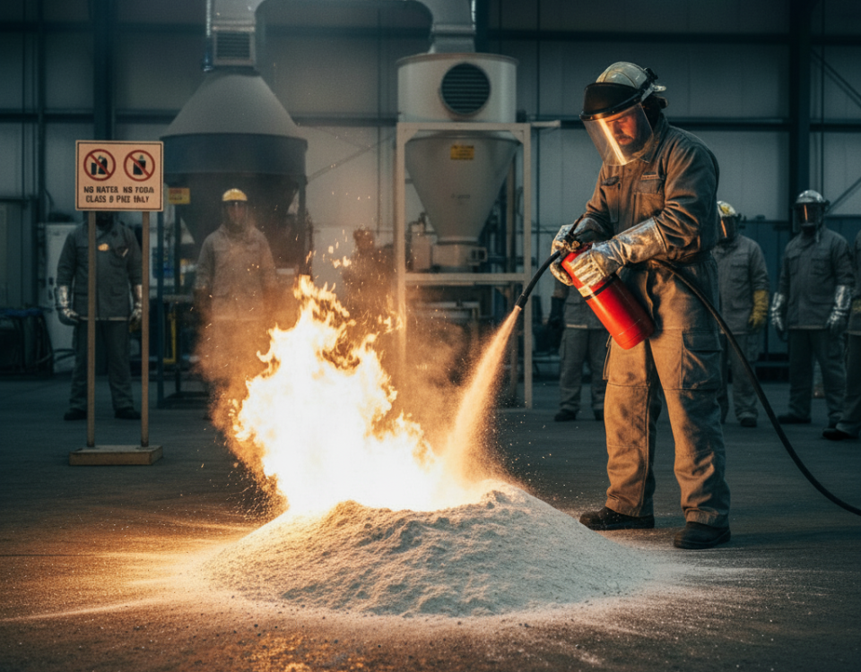 ایمنی و اطفای حریق پودر آلومینیوم | کاملترین راهنمای حریق کلاس D و استانداردهای NFPA