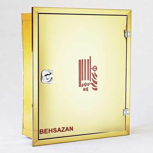 جعبه آتش نشانی تک کابین درب استیل طلایی آینه ای بهسازان