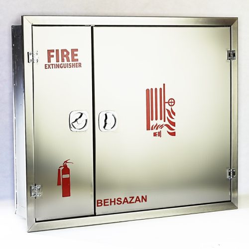 جعبه آتش نشانی دو کابین درب استیل مات خش دار بهسازان